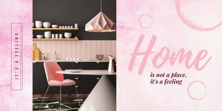 Cozy modern interior in pink tones Image Design Template
