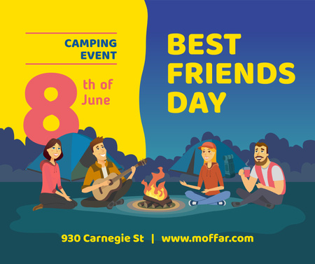 Designvorlage Best Friends Days People at picnic with guitar für Facebook