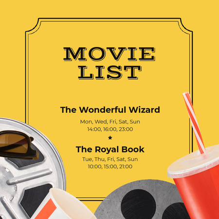 Plantilla de diseño de Movie Night Invitation with Popcorn Animated Post 