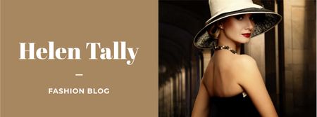 Fashion Blog Ad with Stylish Woman in Hat Facebook cover Πρότυπο σχεδίασης