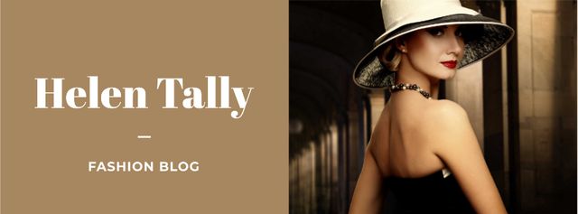 Fashion Blog Ad with Stylish Woman in Hat Facebook cover Design Template