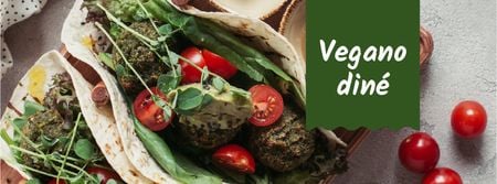 Designvorlage Restaurant menu offer with vegan dish für Facebook cover