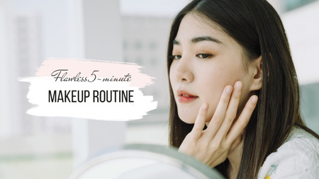 Makeup Routine Tips with young Woman Youtube Thumbnail Modelo de Design