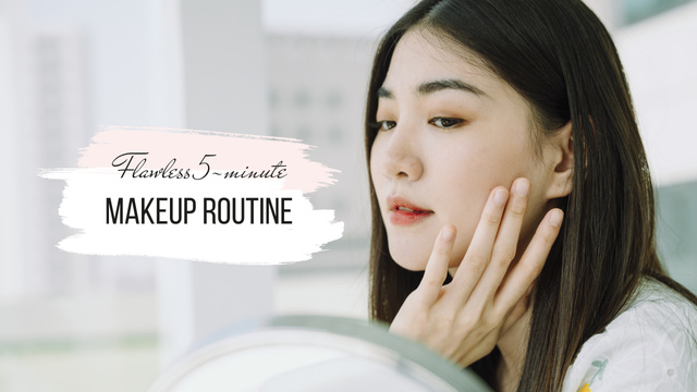 Makeup Routine Tips with young Woman Youtube Thumbnail Design Template
