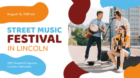 Young Musicians at Street Music Festival FB event cover Design Template