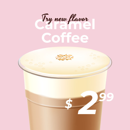Cup of Coffee drink with caramel Instagram Design Template