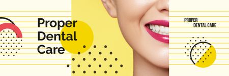 Dental Care Tips with Female Smile with White Teeth Email header Tasarım Şablonu