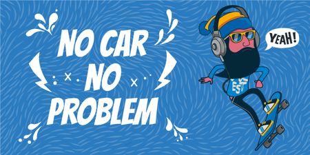 no car no problem illustration with skateboarder Image Modelo de Design