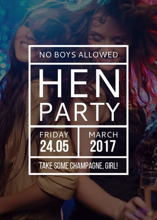 Hen Party invitation with Girls Dancing Flayer Šablona návrhu