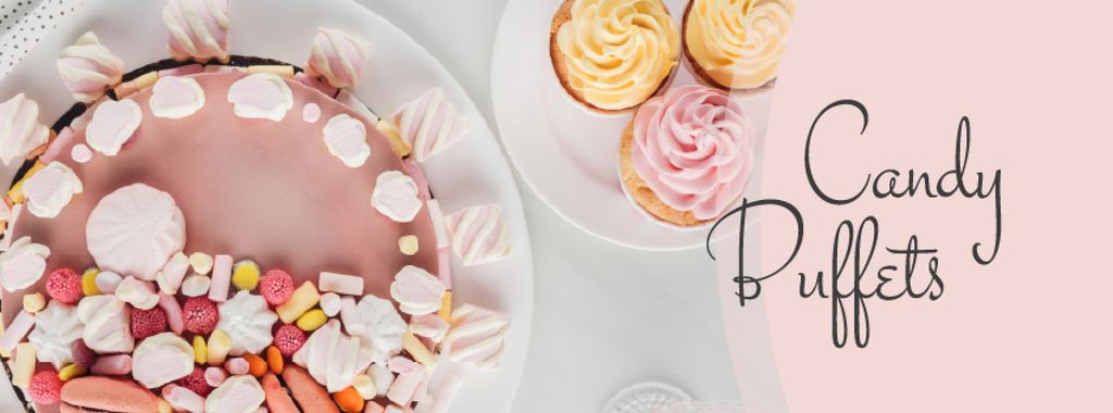 Bakery Promotion Sweet Pink Cake Facebook cover Design Template