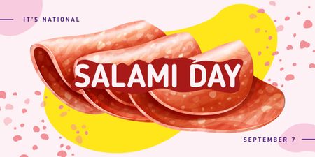 Yummy Three Salami Sausage Slices Image Design Template