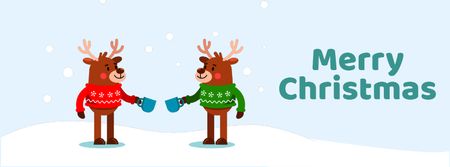 Modèle de visuel Happy deer in Christmas sweaters - Facebook Video cover