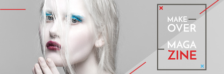 Ontwerpsjabloon van Twitter van makeover magazine promotie met make-up
