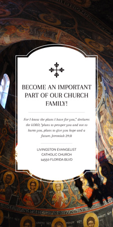 Church Invitation Old Cathedral View Graphic Design Template