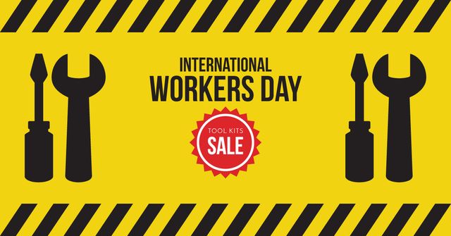 Sale on International Workers Day Facebook AD Tasarım Şablonu