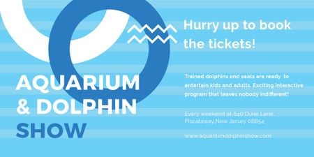 Aquarium Dolphin show invitation in blue Image Modelo de Design