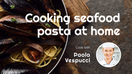 Ontwerpsjabloon van Youtube Thumbnail van Seafood Pasta Recipe for Homecooking