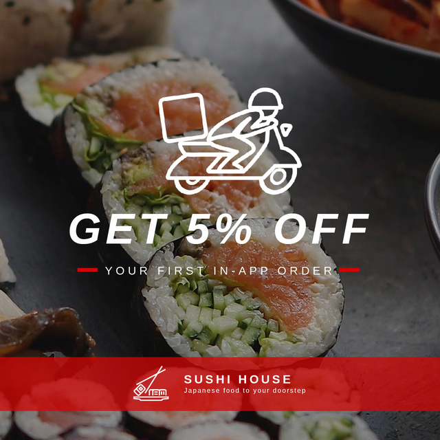 Sushi Delivery with Fresh Seafood Maki Animated Post Modelo de Design