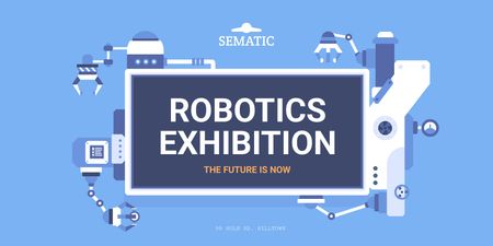 Platilla de diseño Robotics Exhibition Ad with Automated Production Line Twitter