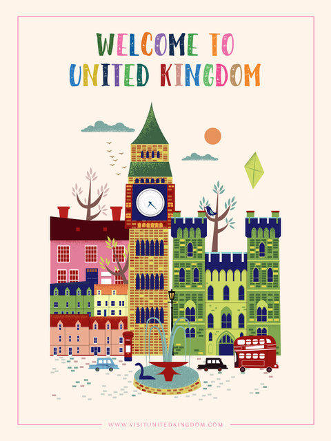 Welcome to united kingdom card Poster US Šablona návrhu