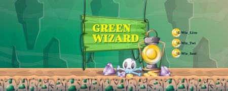 Game Stream Ad with Lantern and Skull on Green Twitch Profile Banner Šablona návrhu