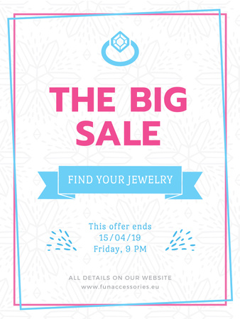 Plantilla de diseño de Jewelry sale with Ring in blue Poster US 