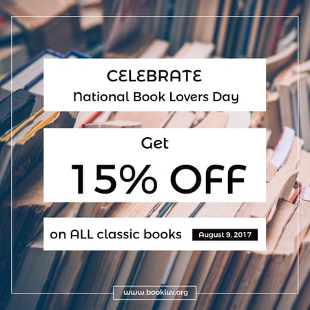 Designvorlage Book Lovers day Bookshop offer für Instagram AD