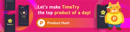 Product Hunt App with Stats on Screen Web Bannerデザインテンプレート