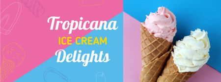 Sweet Ice Cream Offer in Blue and Pink Facebook cover Design Template