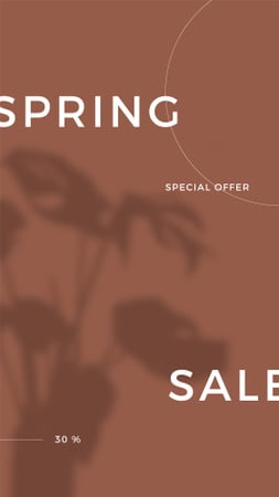 Spring Sale Special Offer with Shadow of Flower Instagram Story Design Template
