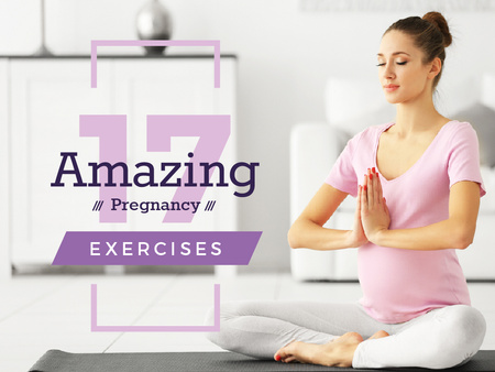 Ontwerpsjabloon van Presentation van Zwangere vrouw het beoefenen van yoga
