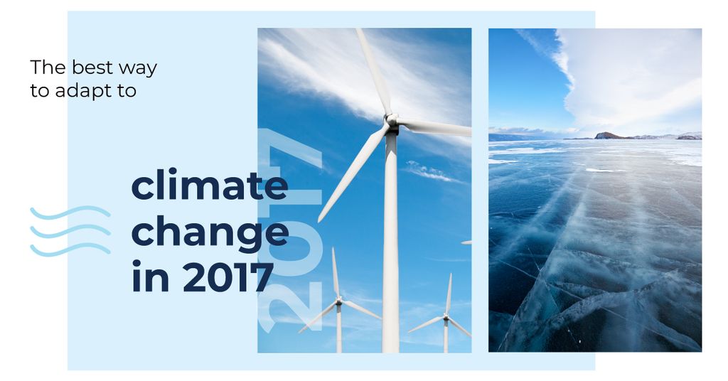 Plantilla de diseño de Climate Change Awareness with Wind Turbines Farm Facebook AD 