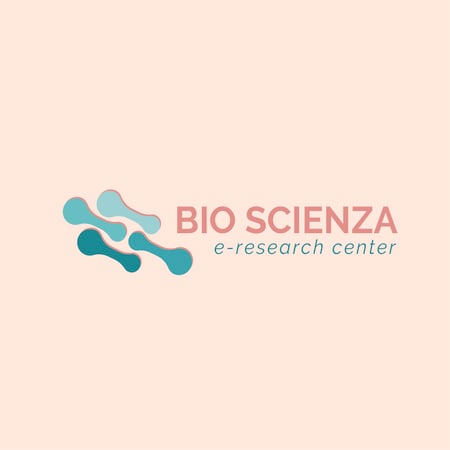 Research Center with Molecule Icon on Beige Logo Design Template