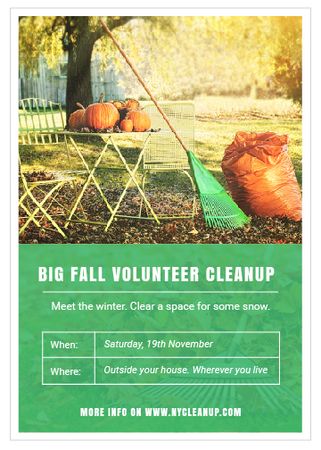 Ontwerpsjabloon van Invitation van Volunteer Cleanup with Pumpkins in Autumn Garden