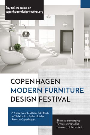 Designvorlage Furniture Festival ad with Stylish modern interior in white für Tumblr