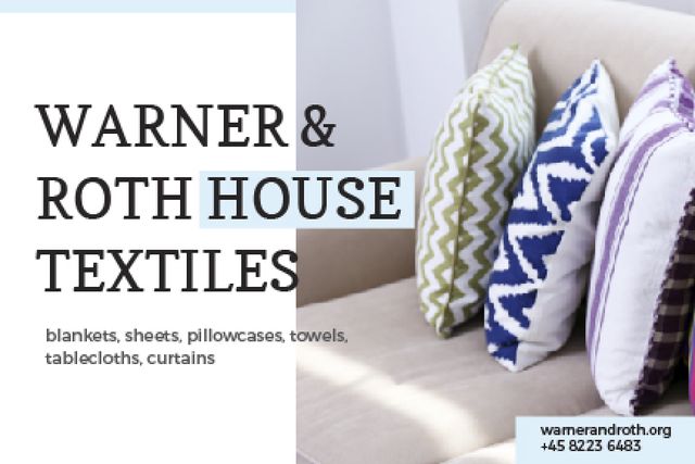 House Textiles with Cozy Pillows Gift Certificate Design Template