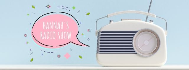 Retro radio with speech bubble Facebook Video cover – шаблон для дизайну