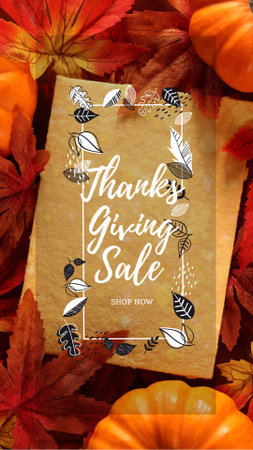 Thanksgiving sale offer on Pumpkins Instagram Story Modelo de Design