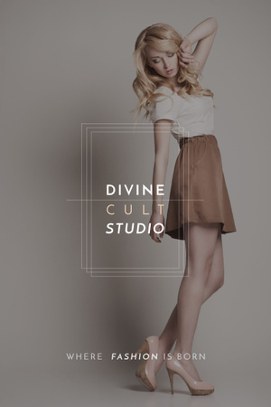 Beauty Studio Ad with Beautiful Blonde Pinterest Design Template