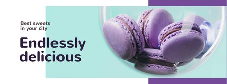 Ontwerpsjabloon van Facebook cover van Bakery Ad Colorful Macarons in Purple