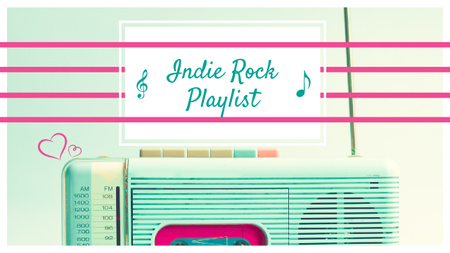 Music Playlist Ad Retro Radio in Mint Color Youtube Thumbnail Design Template