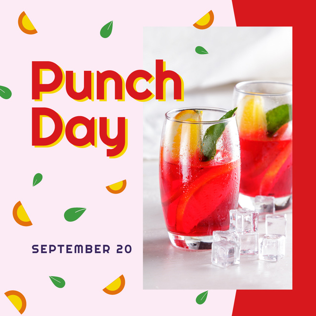 Ontwerpsjabloon van Instagram van Punch drink day on Fruits pattern