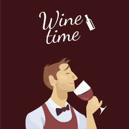 Sommelier Smelling Wine Animated Post tervezősablon