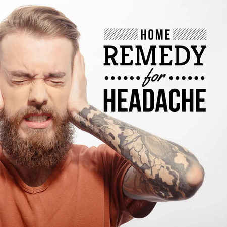 Man suffering from headache Instagramデザインテンプレート