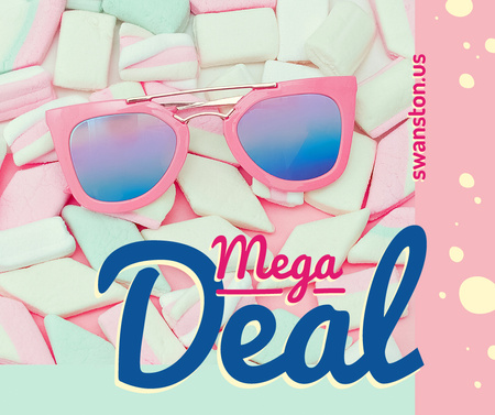 Stylish pink Sunglasses on marshmallows Facebook Modelo de Design