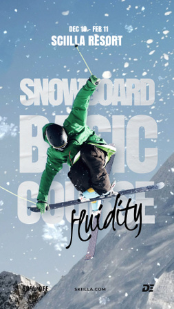 Szablon projektu Skier on a Snowy Slope Instagram Video Story