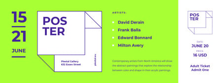 Contemporary Art Exhibition Announcement Ticket Modelo de Design