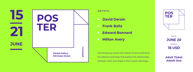 Contemporary Art Exhibition Announcement Ticket – шаблон для дизайну