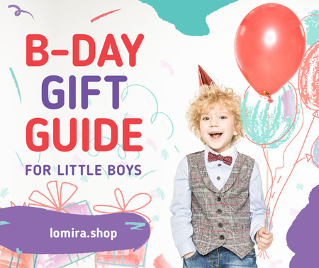 Birthday Cerebration Ideas Boy with Balloons Facebook Design Template