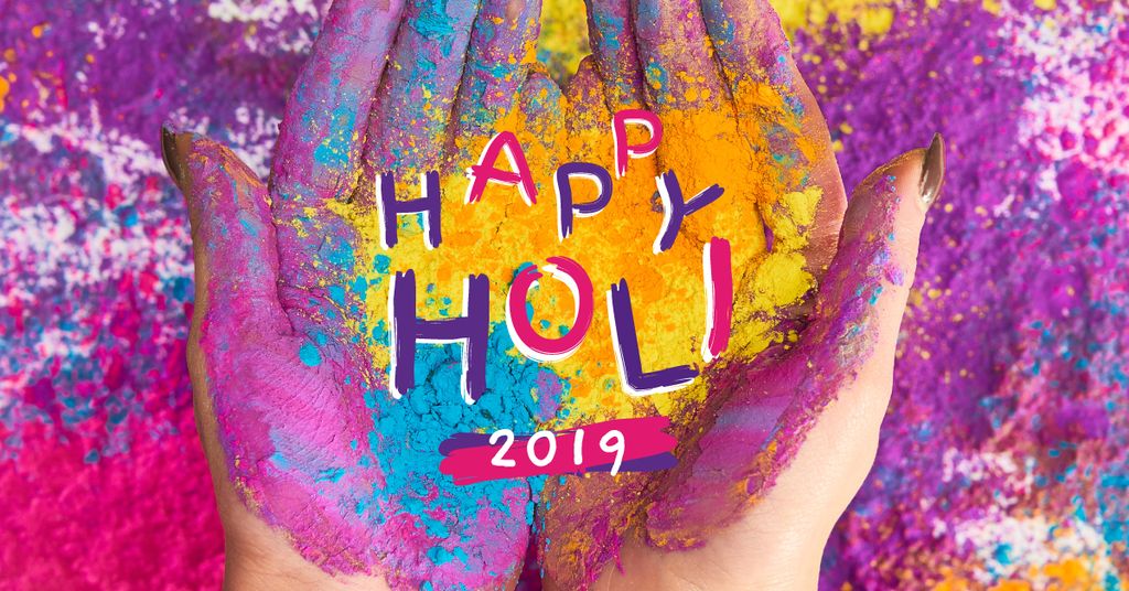 Indian Holi festival celebration Facebook AD – шаблон для дизайну